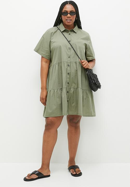 Cotton On - Plus noah mini shirt dress - khaki