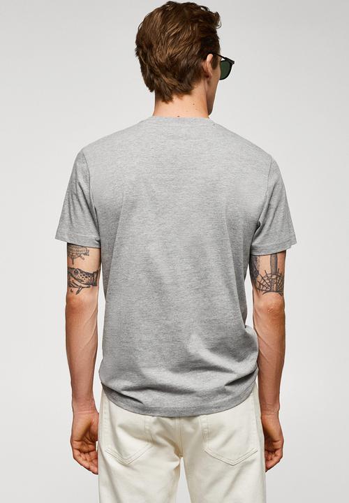MANGO - T-shirt logopok-h - medium grey