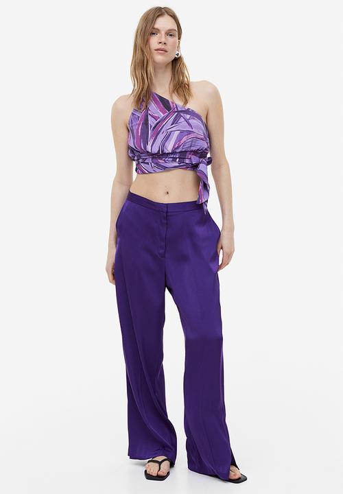 H&M - Cropped one-shoulder top - multi,purple