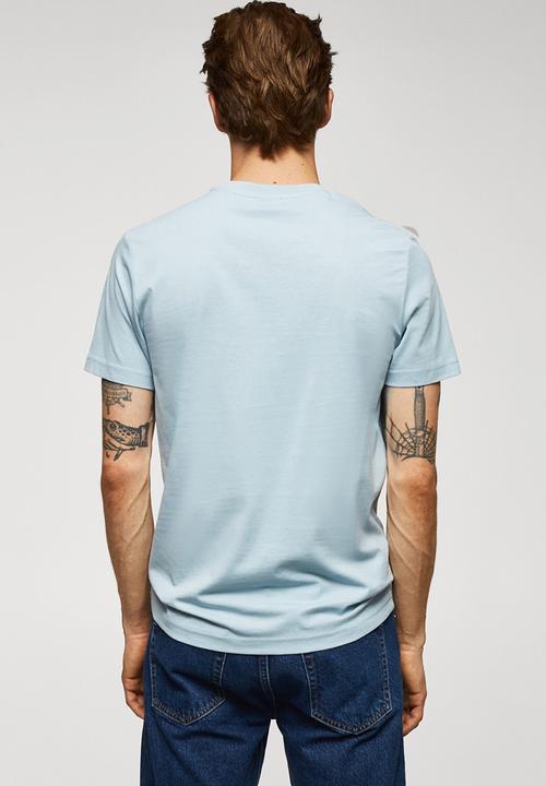 MANGO - T-shirt logopok-h - sky blue