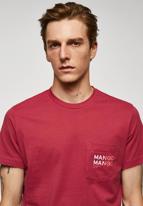 MANGO - T-shirt logopok-h - red