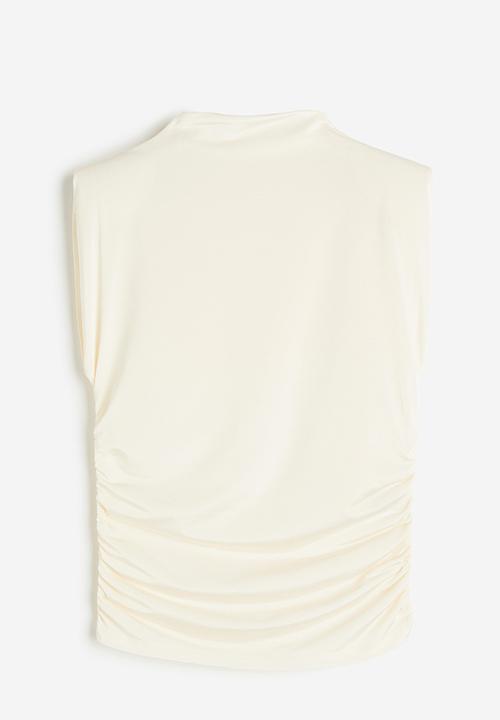H&M - Draped shoulder-pad top - white