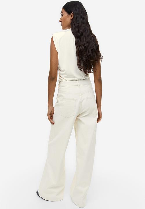 H&M - Draped shoulder-pad top - white