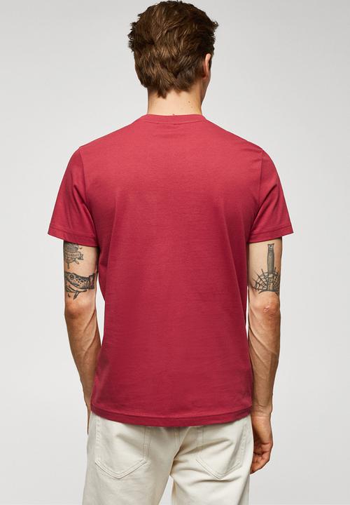 MANGO - T-shirt logopok-h - red