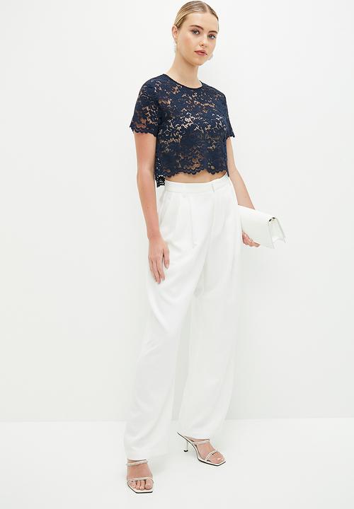 MILLA - Lace shell - navy