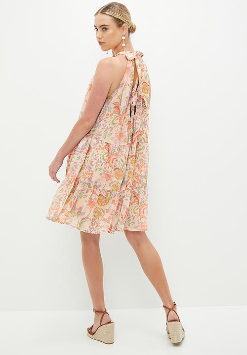 MILLA - Tiered halter trapeze dress - boho paisley