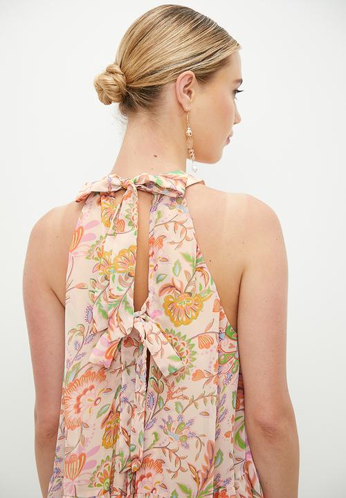 MILLA - Tiered halter trapeze dress - boho paisley