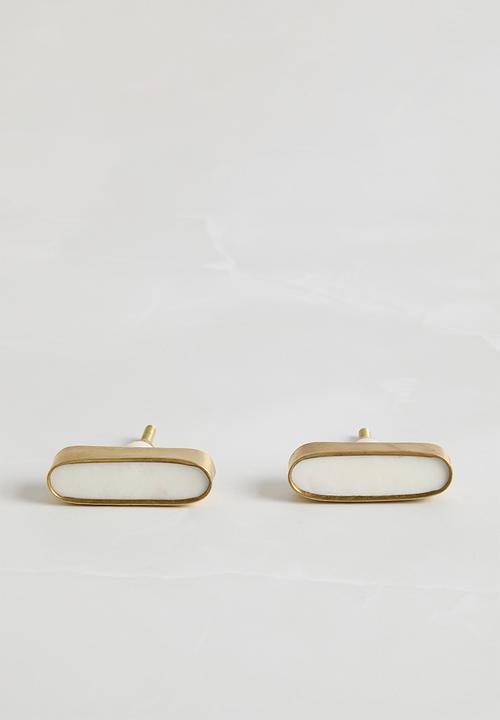 Sixth Floor - Karina marble knob set of 2 white & gold