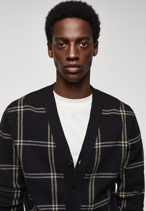MANGO - Cardigan checkc-lh - black
