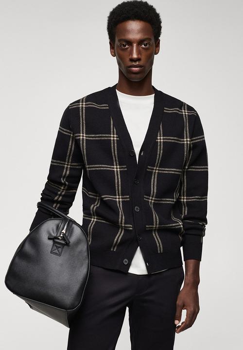 MANGO - Cardigan checkc-lh - black