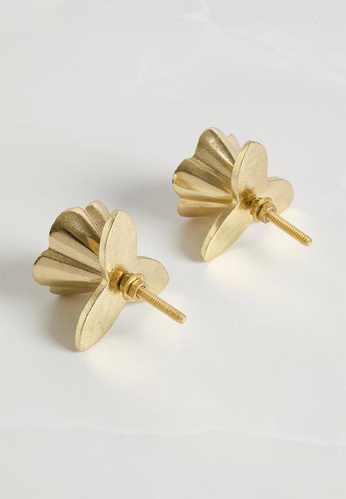 Sixth Floor - Ditsy Floral knob set of 2 white & gold
