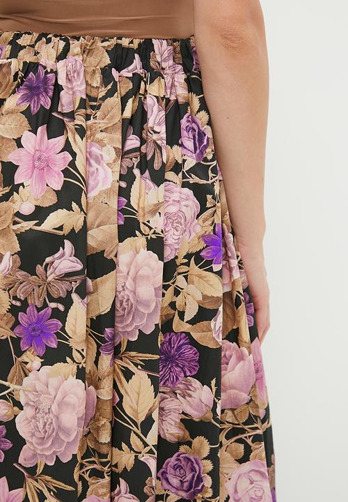 MILLA - Printed circle skirt - moody petals