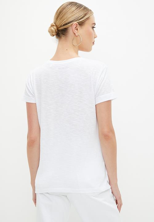GUESS - Short sleeve cn college tee - pure white
