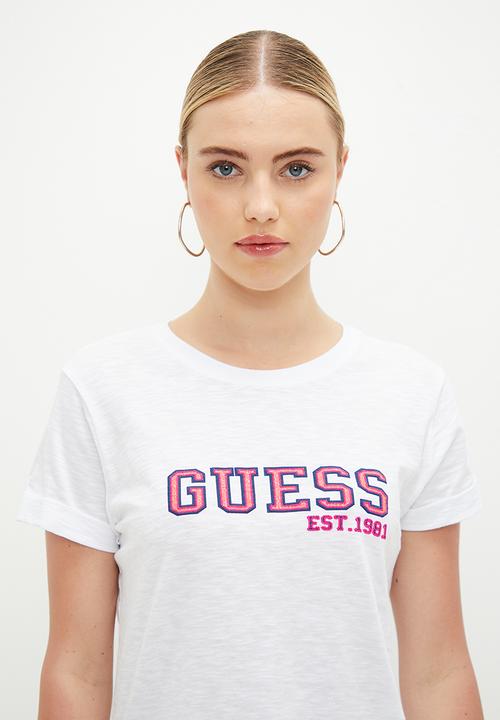 GUESS - Short sleeve cn college tee - pure white
