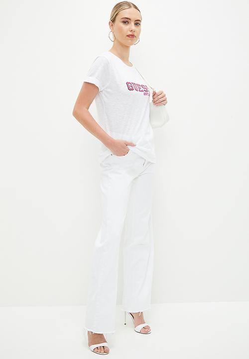 GUESS - Short sleeve cn college tee - pure white