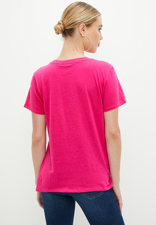 GUESS - Short sleeve guess 1981 crystal easy tee - full bloom pink