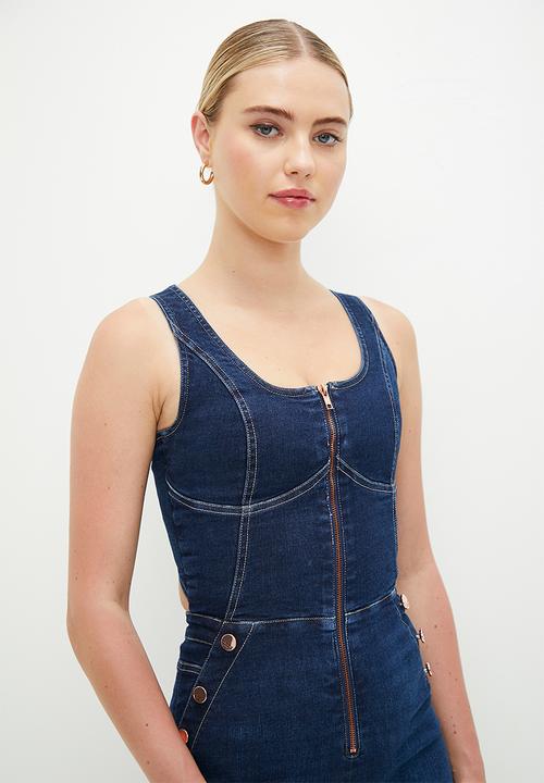 SISSY BOY - Laurin: jumpsuit with front zip and button detail - dark vintage