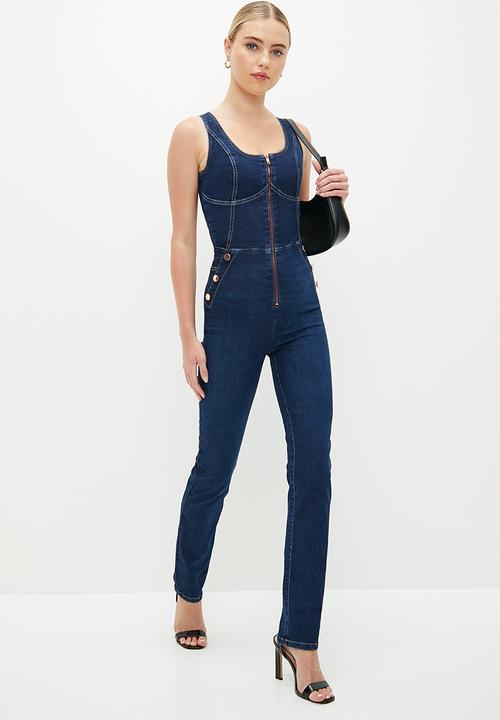 SISSY BOY - Laurin: jumpsuit with front zip and button detail - dark vintage