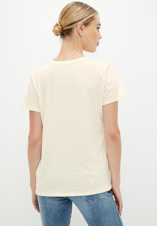 GUESS - Short sleeve positano rose easy tee - cream white
