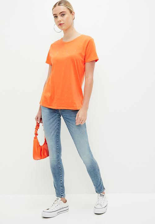 GUESS - Short sleeve guess 1981 crystal easy tee - orange slushie