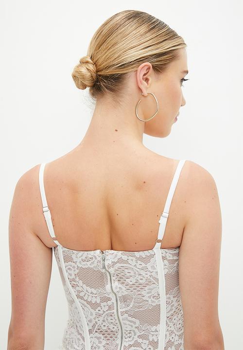 SISSY BOY - Lacey corset crop - off white