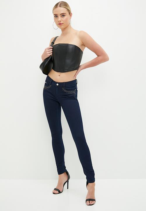 SISSY BOY - Jon jon with front diamante detail - blue black