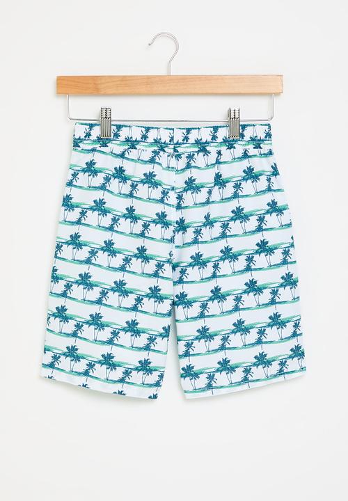 Pop Candy - Printed board shorts - white & blue