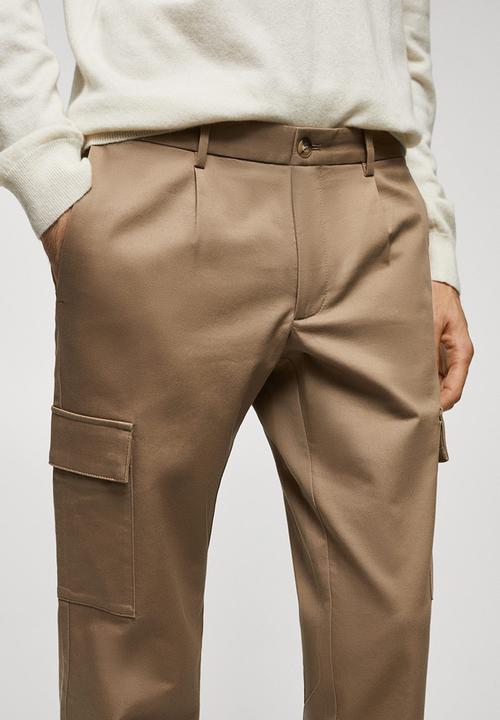 MANGO - Trouser cargo - light brown