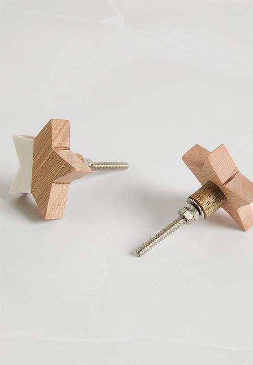 Sixth Floor - Star knob set of 2 - white
