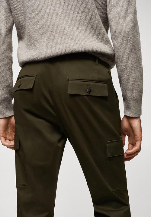 MANGO - Trousers cargo - dark green