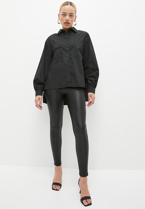 Superbalist - Coated bengaline tregging - black