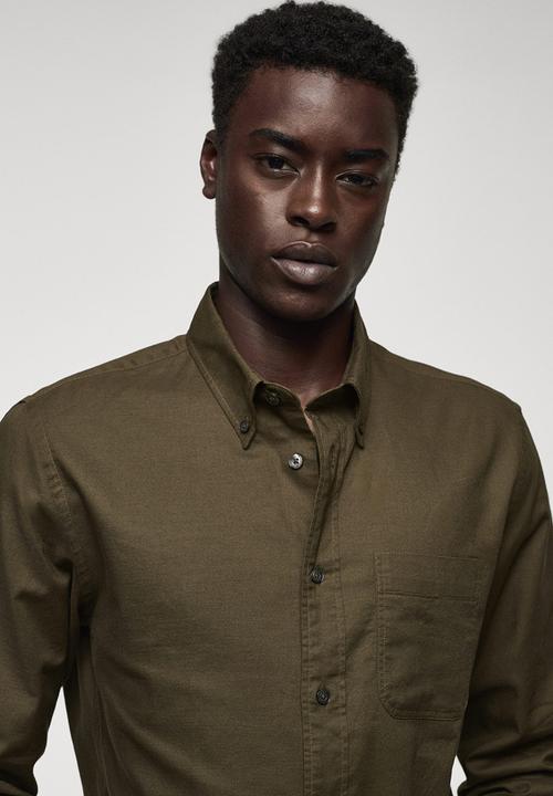 MANGO - Shirt oxford - khaki