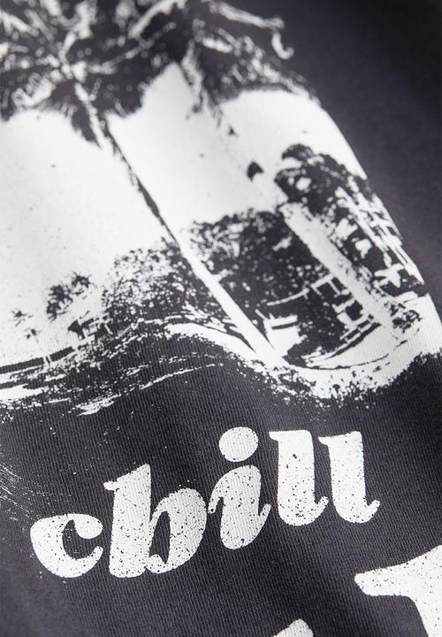 H&M - Oversized printed T-shirt - black cherish the sun