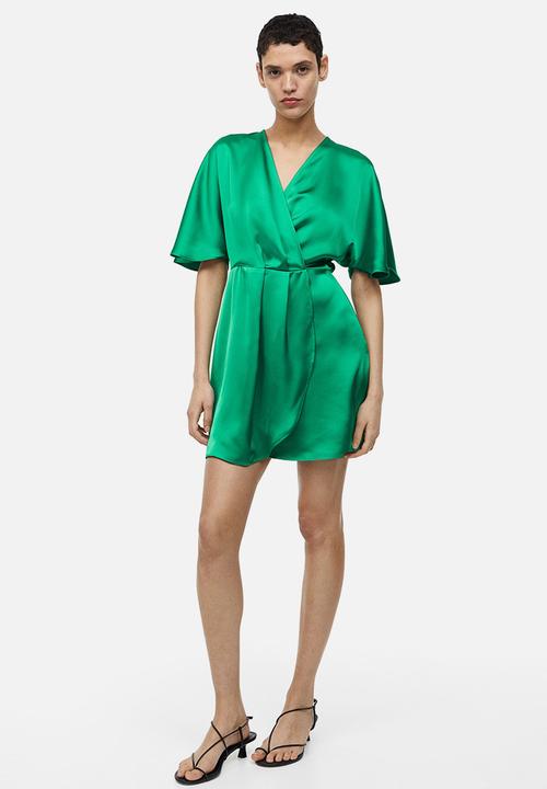 H&M - Satin wrap dress - green