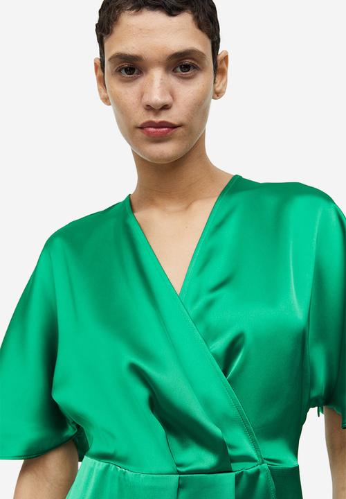 H&M - Satin wrap dress - green