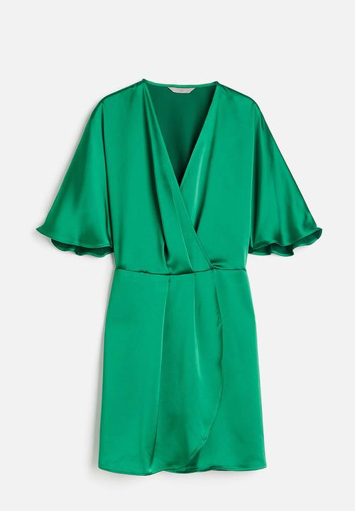 H&M - Satin wrap dress - green