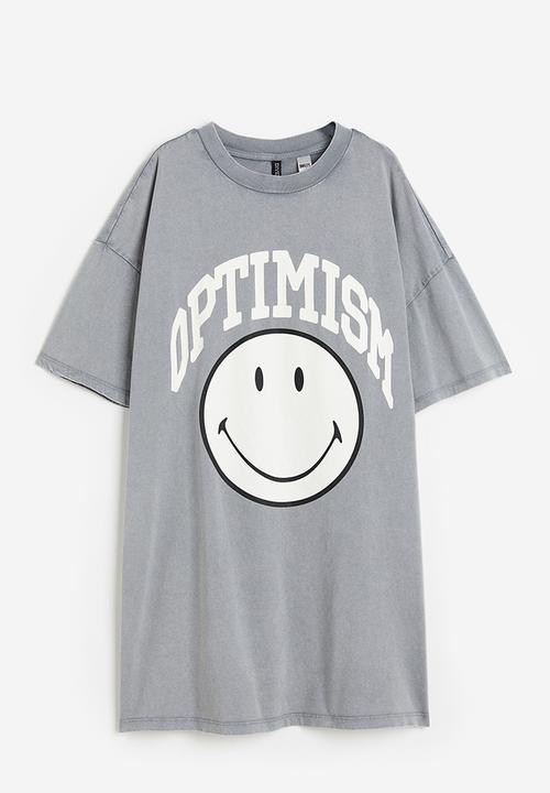H&M - Printed T-shirt dress - light grey smiley® 