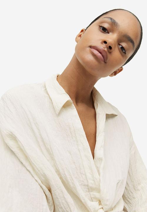 H&M - Tie-detail blouse - cream