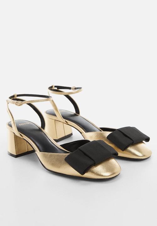 MANGO - Megan ankle strap block heel - gold