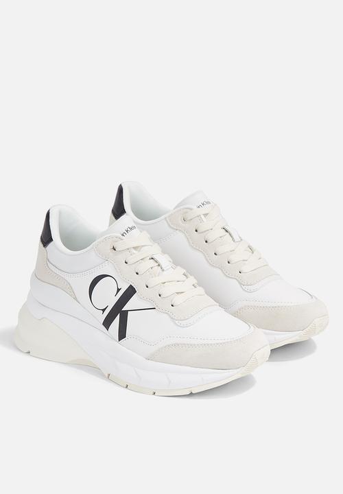 Calvin Klein - Wedge runner mix lth wn - Bright White/Creamy White/Silver