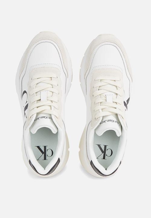 Calvin Klein - Wedge runner mix lth wn - Bright White/Creamy White/Silver