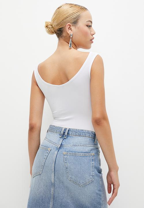 Superbalist - Off the shoulder V bodysuit - white