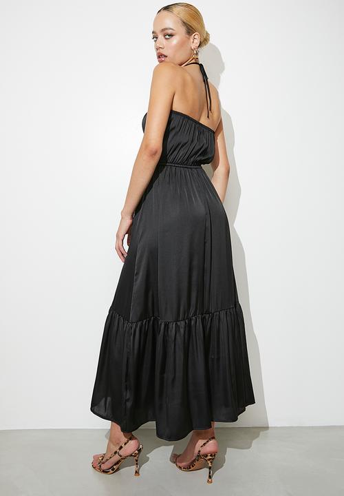 VELVET - Tiered vacation maxi - black