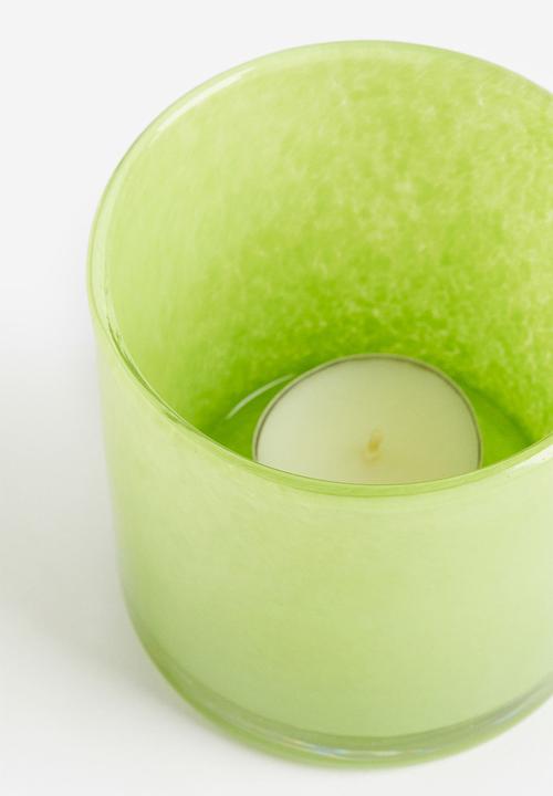 H&M - Small glass tealight holder - lime green