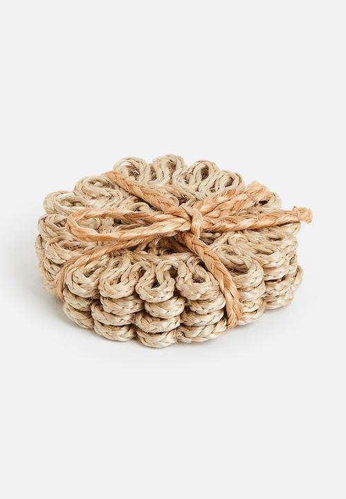 H&M - 4-pack hole-patterned coasters - beige