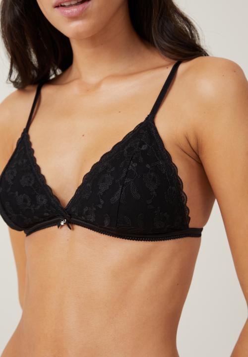 Cotton On - Aurora Lace Triangle Bralette - Black