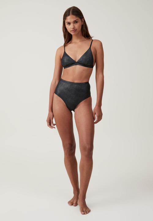 Cotton On - Emma Sparkle High Waist Bikini Brief - Black Sparkle