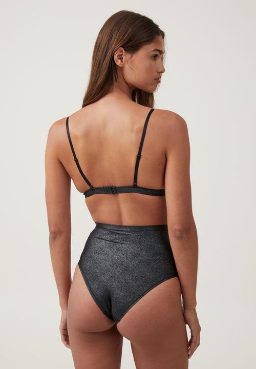 Cotton On - Emma Sparkle High Waist Bikini Brief - Black Sparkle