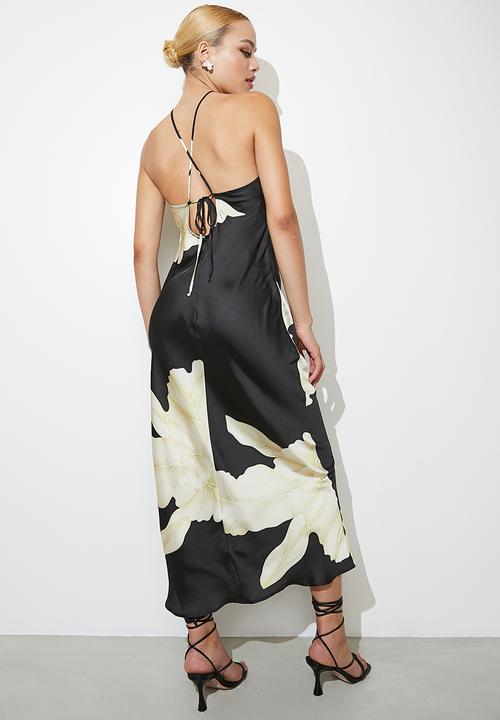 VELVET - Halter midi dress - black ground floral