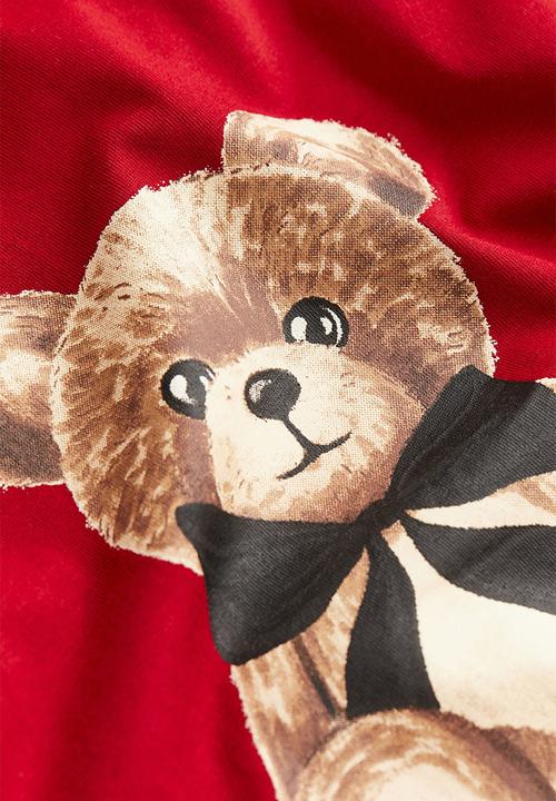 H&M - Printed jersey top - dark red teddy bear